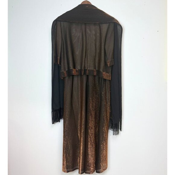 Women’s Bronze Maxi Strapless Dress W/Elbow Length Open-Front Jacket & Scarf - Picture 2 of 15